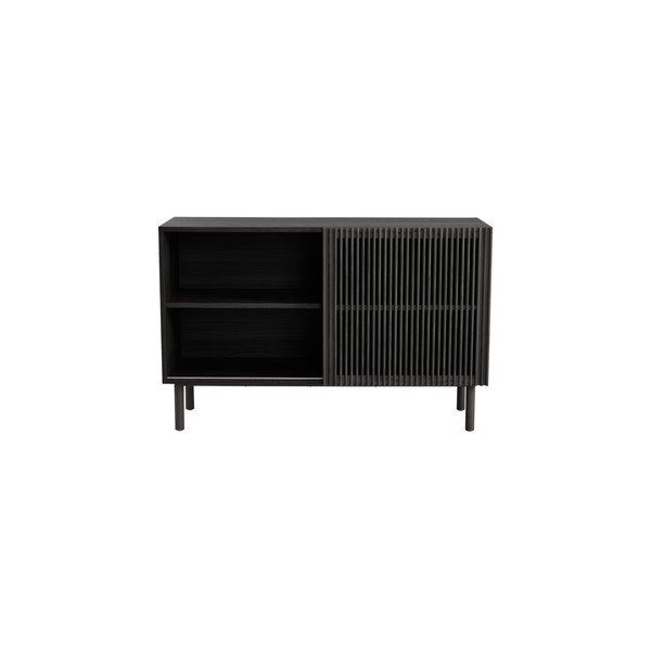 Armadietto nero con effetto frassino con porte scorrevoli 124x80x45 cm Sion – Jotex