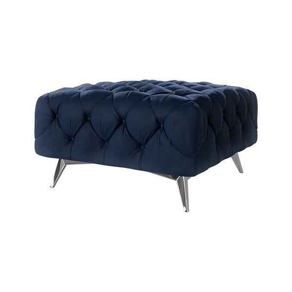 Poggiapiedi blu scuro con rivestimento in velluto Chelsea – Ropez-image-1