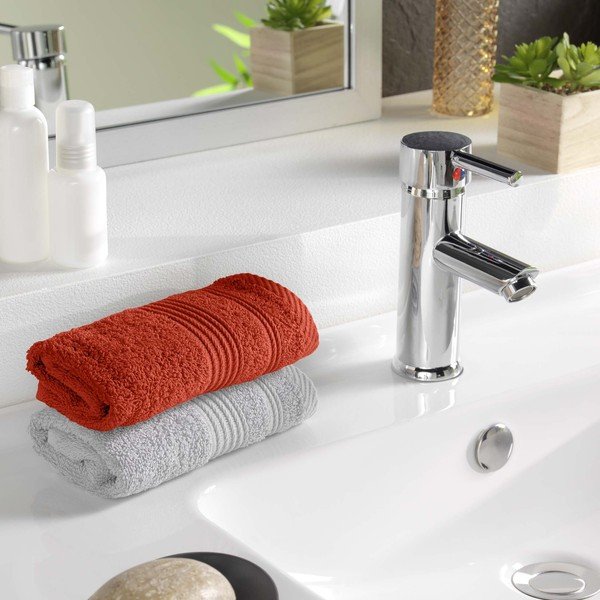 Asciugamano tipo terry color mattone in cotone 30x50 cm Tendresse – douceur d'intérieur-image-1