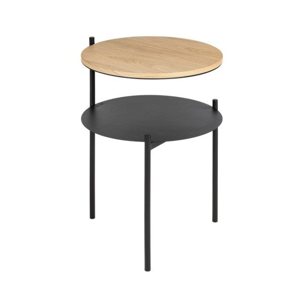 Comodino nero/di colore naturale con piano effetto rovere Tu – noo.ma