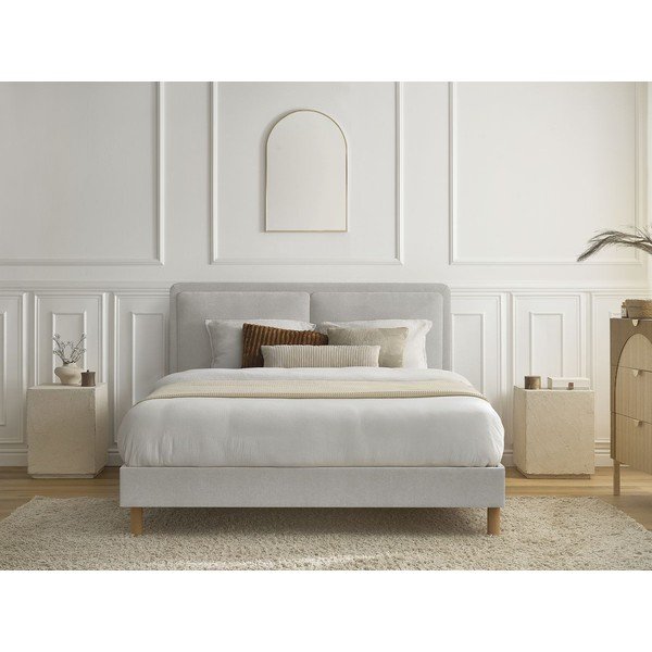Letto matrimoniale imbottito grigio imbottito con rete inclusa 180x200 cm Mara – Bobochic Paris-image-4