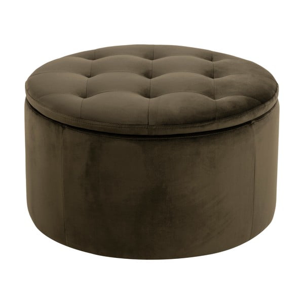 Pouf in velluto marrone-verde , ⌀ 60 cm Retina - Actona