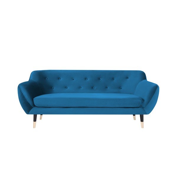 Divano blu con gambe nere Amelie, 188 cm - Mazzini Sofas