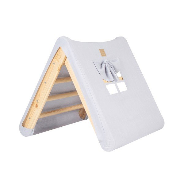 Pikler triangolo montessori azzurro/di colore naturale in pino massiccio 61x60x60 cm Montessori – Meowbaby