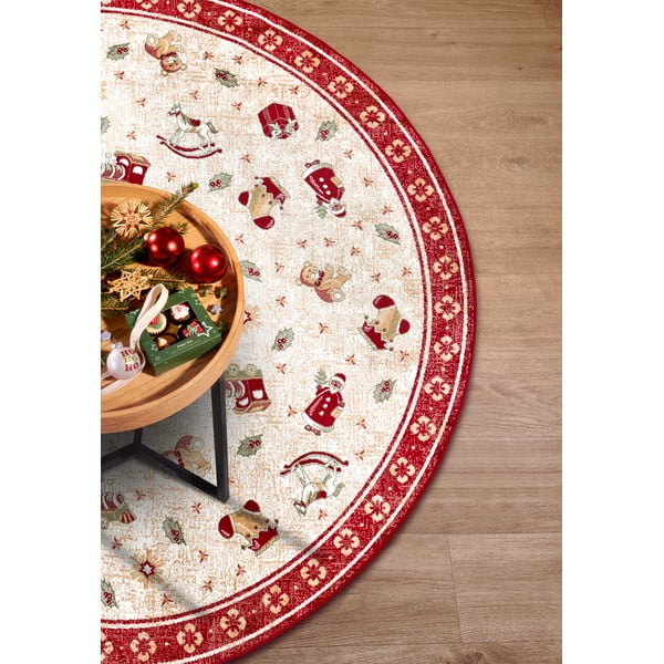 Tappeto rotondo rosso natalizio in misto cotone ø 160 cm Toy's Delight Red Christmas - Villeroy&Boch-image-3