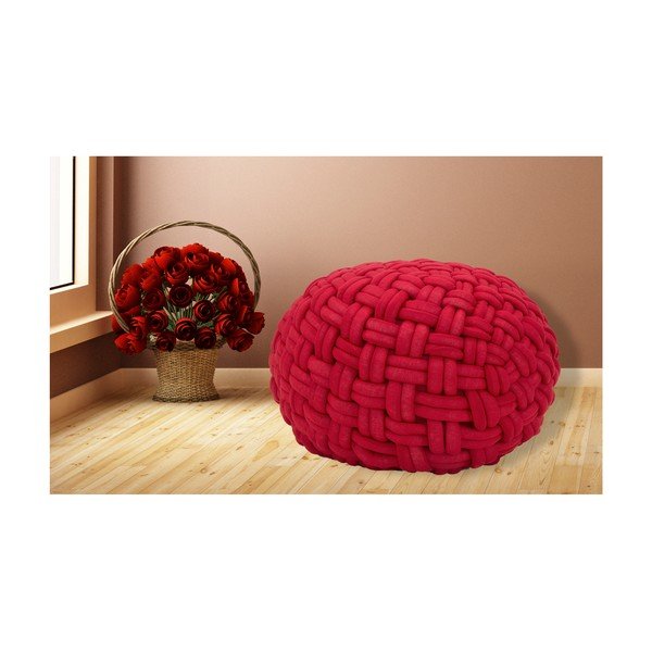 Pouf in corda, rosso bordeaux, ø 50 cm - Mauro Ferretti-image-1
