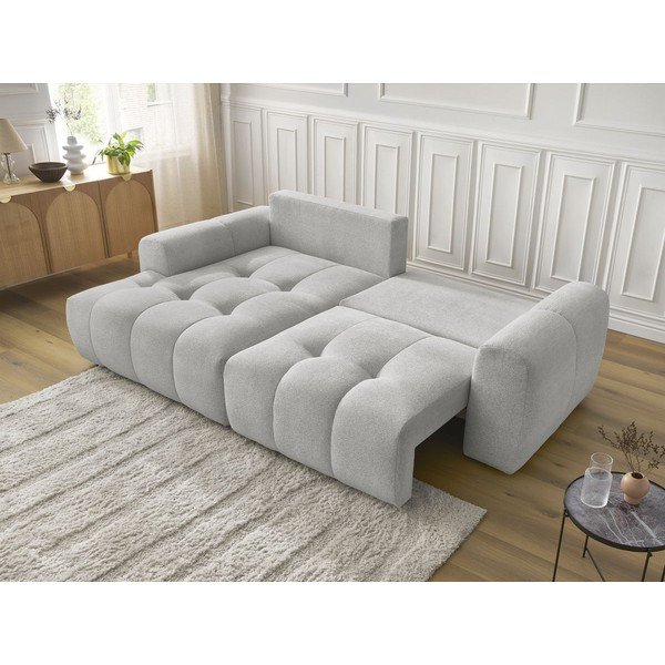 Divano angolare grigio chiaro allungabile/con contenitore (con penisola a sinistra/con chaise lounge) con rivestimento in ciniglia Roxelane – Bobochic Paris-image-4