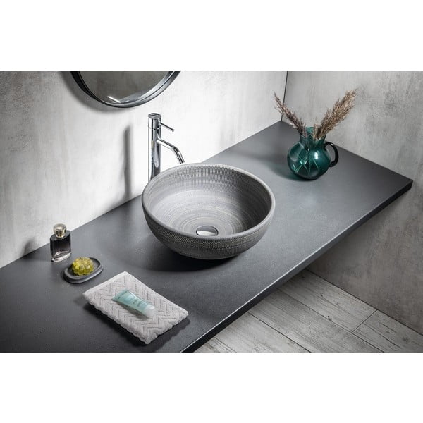 Lavabo rotondo grigio in ceramica ø 41 cm Priori – Sapho-image-1