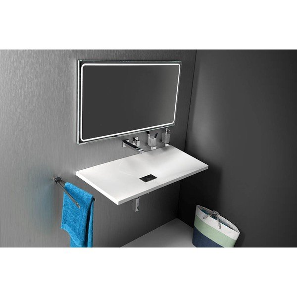 Lavabo bianco in composito minerale 121x50 cm Tonga – Sapho-image-1