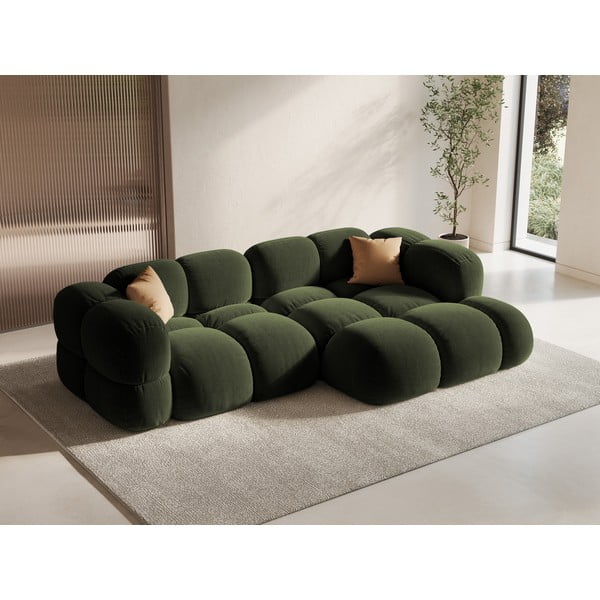 Divano angolare verde (con penisola a destra/con chaise lounge) con rivestimento in velluto Loretto – Cosmopolitan Design-image-1