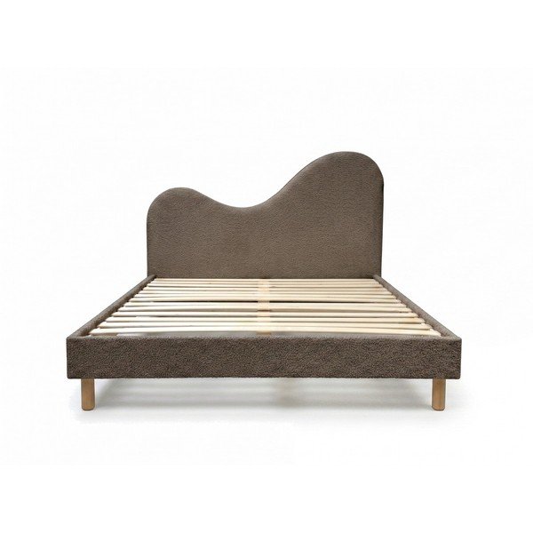 Letto matrimoniale imbottito marrone imbottito con rete inclusa 160x200 cm Celina – Bobochic Paris