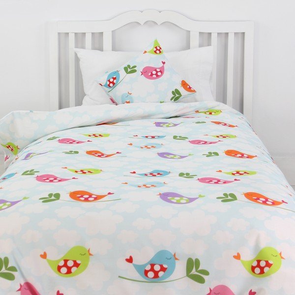Copripiumino e cuscino in cotone per bambini , 140 x 200 cm Little Birds - Mr. Fox-image-1