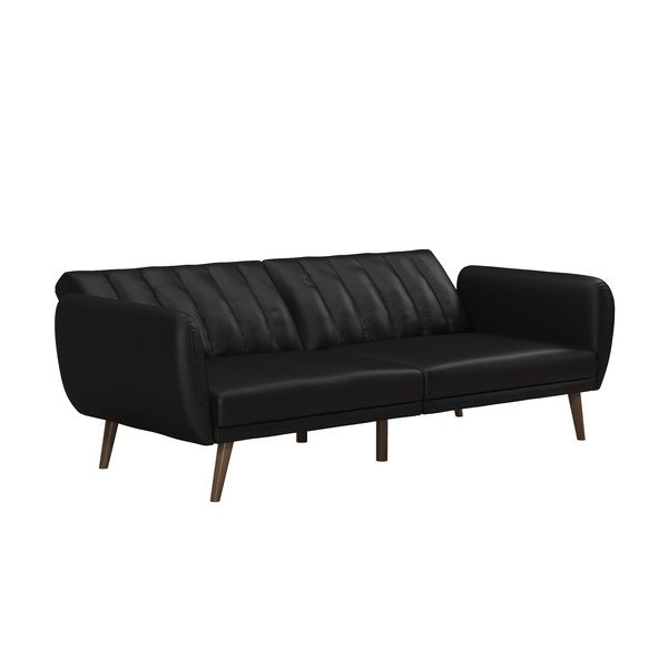 Divano letto nero in similpelle 207 cm Brittany - Novogratz-image-3