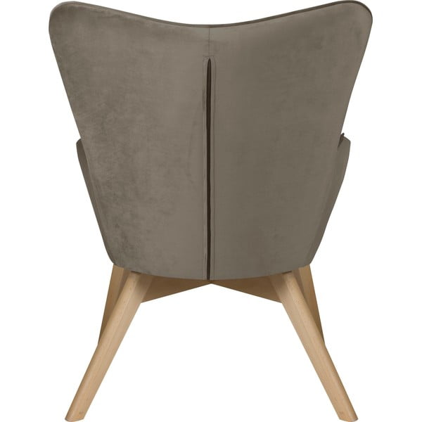 Poltrona con poggiapiedi marrone chiaro con rivestimento in velluto Niko – Ropez-image-4