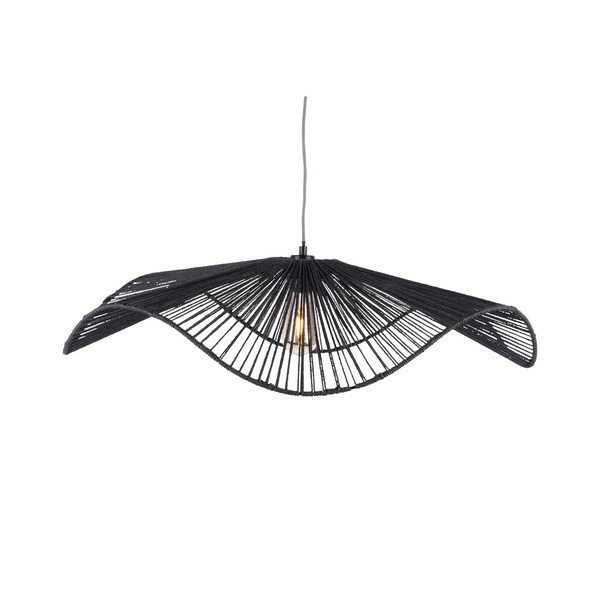 Lampadario nero in metallo con paralume in carta lavorata ø 80 cm Sombra – Leitmotiv-image-2