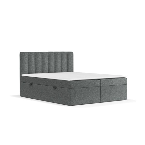 Letto boxspring grigio scuro con contenitore 140x200 cm Novento - Maison de Rêve