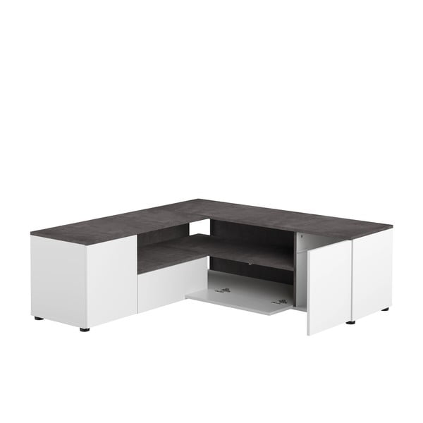 Tavolo TV grigio e bianco in cemento 130x46 cm Angle - TemaHome-image-3