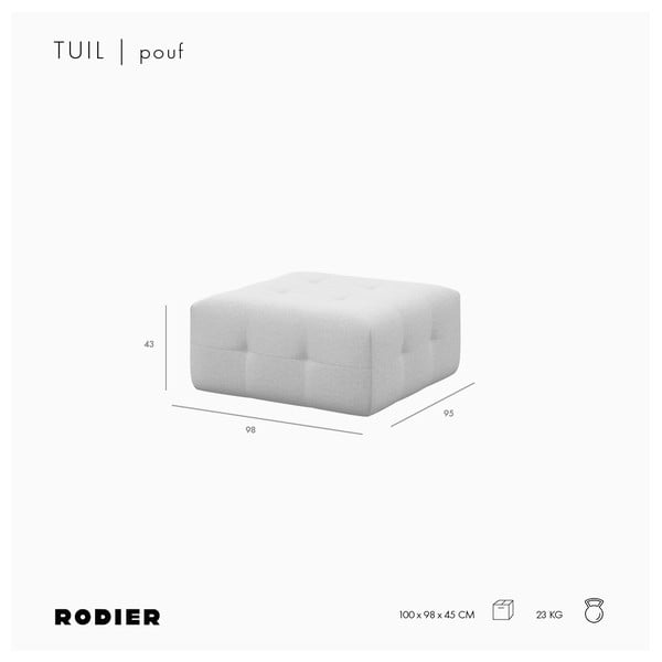 Poggiapiedi grigio rivestito in velluto Tuil – Rodier-image-4