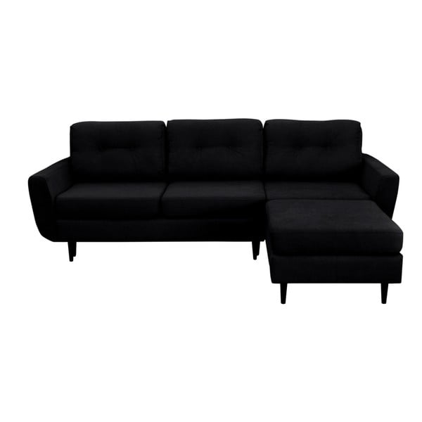 Divano letto nero con gambe nere Hortensia, angolo destro - Mazzini Sofas