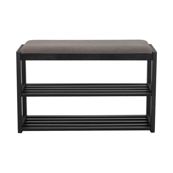 Scarpiera nera in legno di quercia con panca Confetti - Rowico-image-2