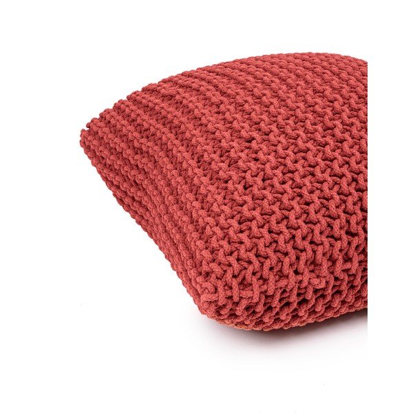 Poggiapiedi rosso con rivestimento in lavorato a maglia Knit – Bonami Essentials-image-4