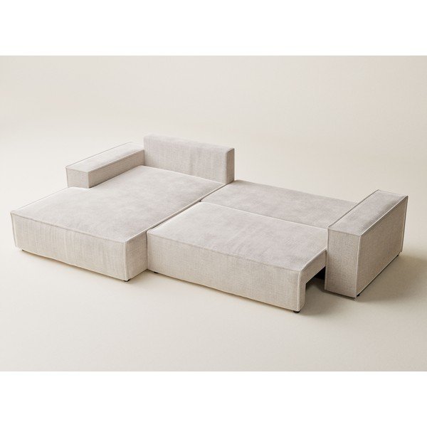 Divano angolare color crema allungabile/con contenitore (con penisola a sinistra/con chaise lounge) con rivestimento in ciniglia Maze – Maison de Rêve-image-4