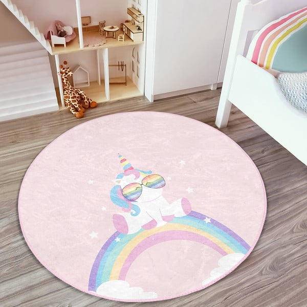 Tappeto rosa per bambini ø 100 cm Comfort - Mila Home-image-1