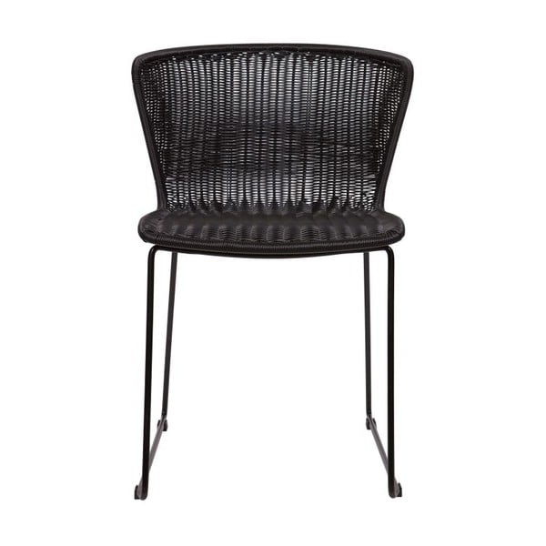 Sedie da esterno in set nere in rattan artificiale 2 pz Wings – WOOOD-image-3