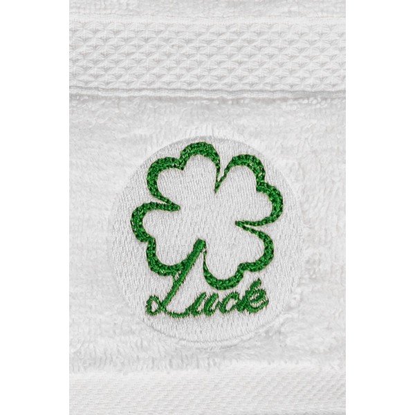 Set di asciugamani per viso e corpo tipo terry bianchi in cotone 2 pz Luck – Foutastic-image-1