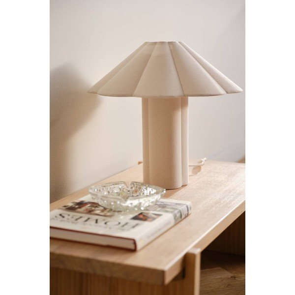 Lampada da tavolo color crema in lino (altezza totale 38 cm) Gerd – Jotex-image-2