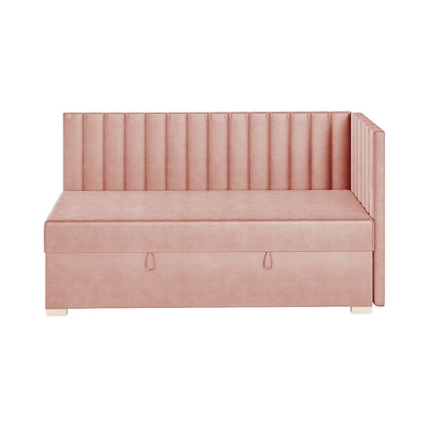 Letto angolare per bambini rosa con contenitore con materasso 90x200 cm Snugi - Ghado