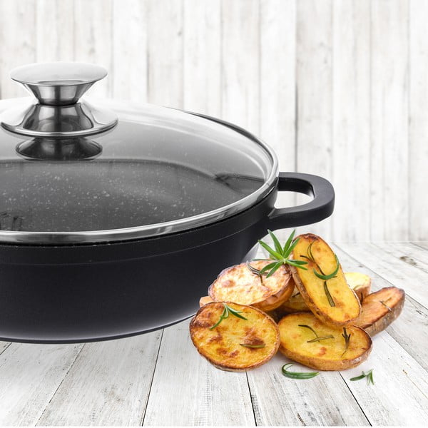 Casseruola antiaderente Pfluon Granit con coperchio in vetro , ⌀ 28 cm Grande - Orion-image-1