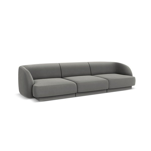 Divano in velluto grigio 259 cm Miley - Micadoni Home-image-2