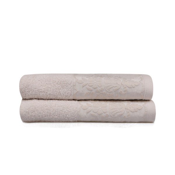 Set di due asciugamani vittoriani beige, 90 x 50 cm - Soft Kiss-image-1