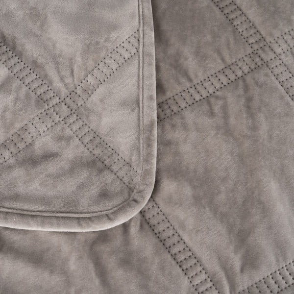 Copriletto grigio in velluto con rivestimento trapuntato 230x260 cm – Ixia-image-1