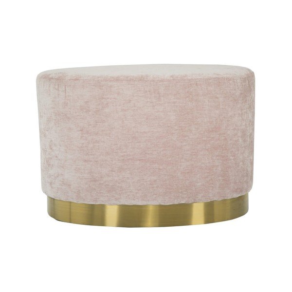 Pouf rosa chiaro con base color oro Ovale Grande - Mauro Ferretti