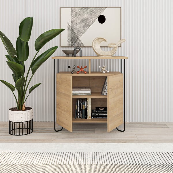 Mobile in rovere decorato in colore naturale 80x80 cm Dilly - Marckeric-image-4