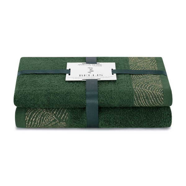 Asciugamani e teli da bagno in spugna di cotone verde in set di 2 pezzi Bellis - AmeliaHome