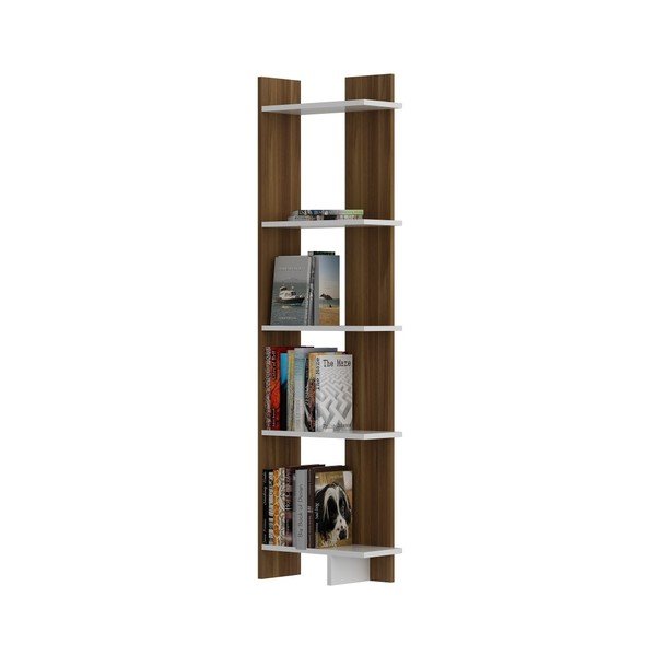 Libreria in legno di noce con dettagli bianchi Noce Bianco Als - Zena Home