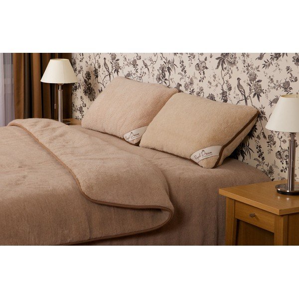 Coperta in lana merino marrone chiaro Trapunta, 160 x 200 cm - Royal Dream-image-1