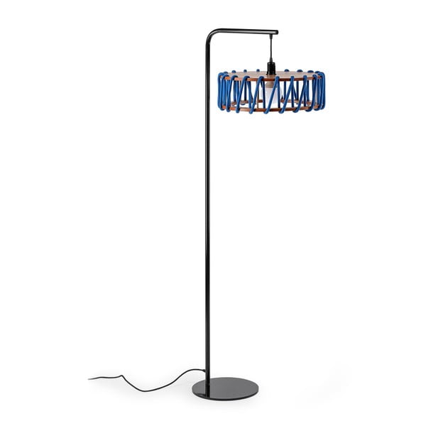 Lampada da terra con struttura nera e grande paralume blu Macaron - EMKO-image-2