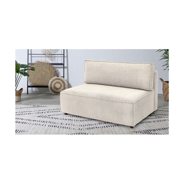 Modulo divano in velluto a coste color crema, pezzo centrale Nihad modular - Bobochic Paris-image-1