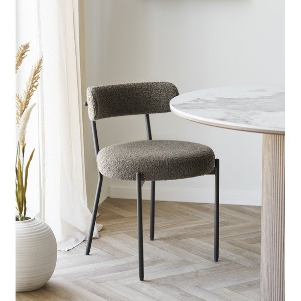 Sedia da pranzo marrone in imbottito Badalona – House Nordic-image-1