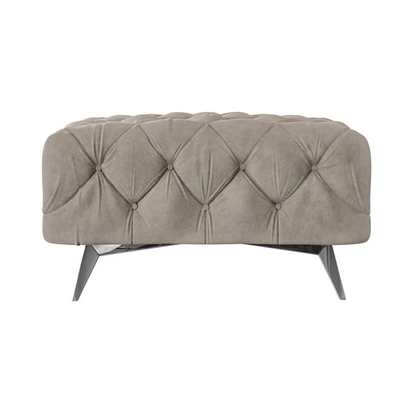 Poggiapiedi greige con rivestimento in velluto Chelsea – Ropez-image-3