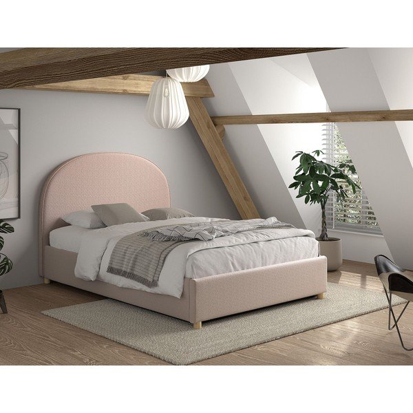 Letto matrimoniale imbottito rosa con contenitore con rete inclusa 140x200 cm Moon – Vipack-image-1
