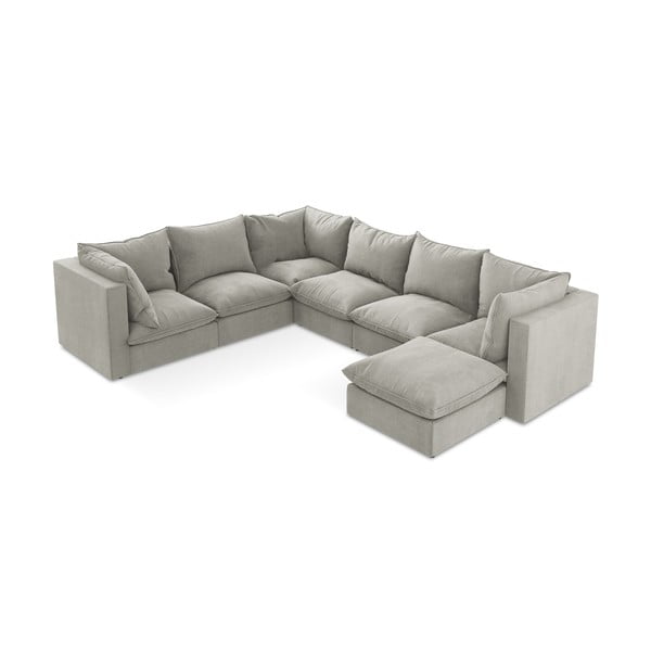 Divano angolare grigio chiaro (con penisola a sinistra/a U) Manao – Makamii-image-1