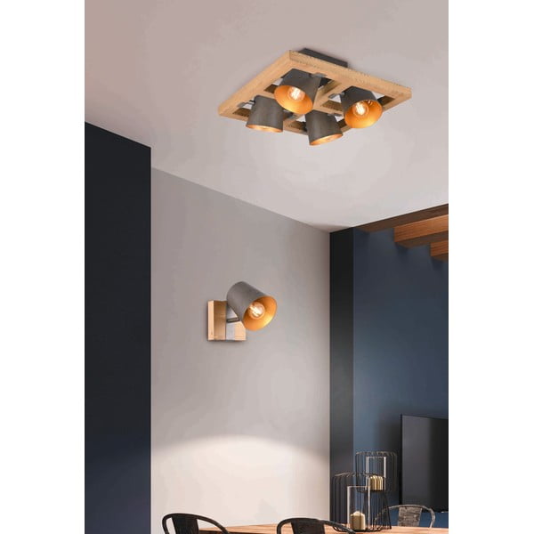 Faretto in colore grigio scuro-naturale Bell - Trio-image-1