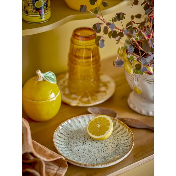 Piatto da portata blu e beige in gres ø 17 cm Fleur – Bloomingville-image-1