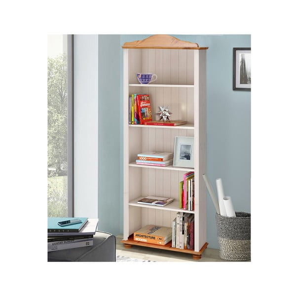 Libreria in legno di pino in colore bianco e naturale 70x181 cm Ella - Støraa-image-2