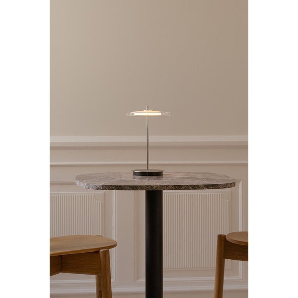 Lampada da tavolo LED argentata in acciaio con paralume in vetro con porta USB (altezza totale 31 cm) Asteria Move – UMAGE-image-1